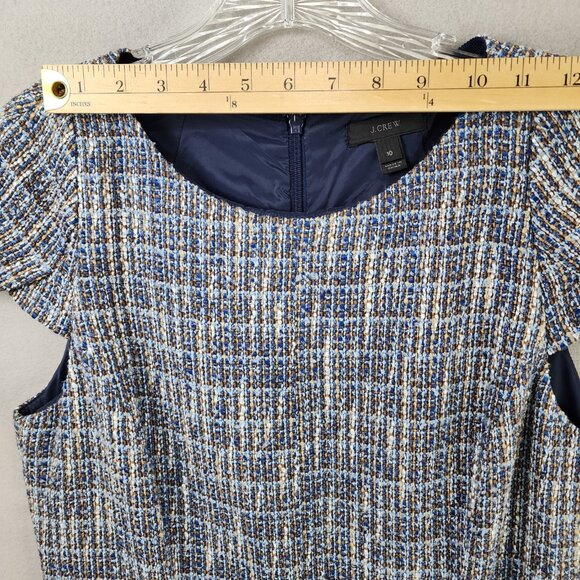 J.Crew Tweed Knit Sheath Dress – Blue, White, Red - Picture 3 of 11